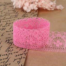 Цена за 2 шт. Кружево капроновое, 35 мм × 10 ± 1 м, цвет розовый