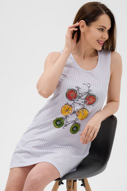 Ночная сорочка из кулирки Fruits&bikes клетка серая - Амадэль фото 10