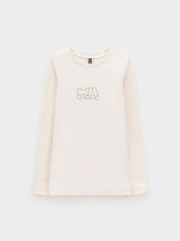 КР 302267/молочный 1005 к662 лонгслив (футболка дл.рукав) для дев - Crockid фото 2