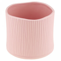Кашпо для цветов керамическое "Сканди" 1,2л, 13х13,5х12см, внутренний д12см, асимметричная форма, фактурный глянец, розовый, в коробке (Китай)