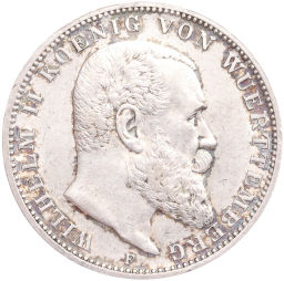 Монета 3 марки 1910 года F Германия (Вюртембург)