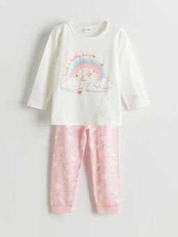 Bisiklet Yaka Bask?l? K?z ?ocuk Pijama Tak?m?