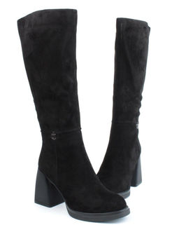 02-FN935-2M BLACK Сапоги зимние женские (натуральная замша, байка, натуральный мех)