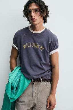 WASHED NUMBER PRINT T-SHIRT - Zara фото 6