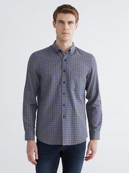 Regular Fit Uzun Kollu Ekose Gabardin Erkek G?mlek