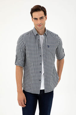 Мужская темно-синяя рубашка с длинным рукавом Неожиданная скидка в корзине - U.s. polo assn фото 3