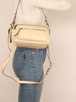 Сумка женская натуральная кожа GU 2066-2058, 1отд+еврокарман, плечевой ремень, молочный SALE 265753 - Adelia фото 4
