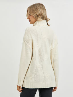 водолазка женская из шерсти в молочном цвете и объемным узором - Glenfield фото 9