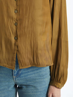 V Yaka Saten Kad?n Bluz