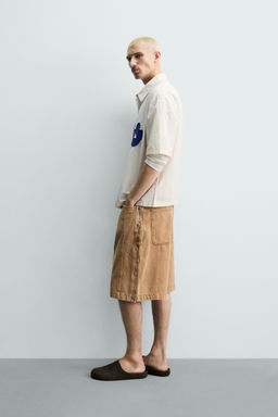 CAMISA RELAXED FIT TEXTO PARCHES / Crudo - Zara фото 4