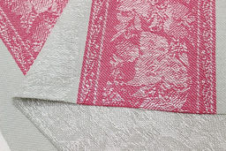 Холст полотенечный жаккард Ягодка-малинка цв.фуксия/серый, ш.0,5м, лен-30%, хл-70%, 210гр/м.кв - Купава фото 2