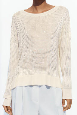 FINE KNIT TOP WITH RHINESTONE DETAIL - Zara фото 25