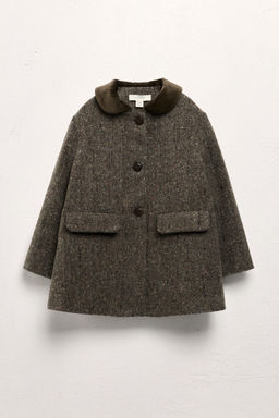 AGES 6-10 / VELVET PETER PAN COLLAR COAT WITH WOOL - LIMITED EDITION