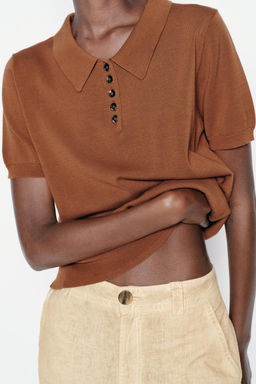 PLAIN KNIT POLO SHIRT - Zara фото 2