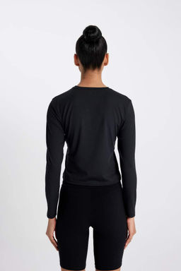 DeFactoFit Облегающая футболка с круглым вырезом и принтом в стиле спортсмен с длинными рукавами  фото 7