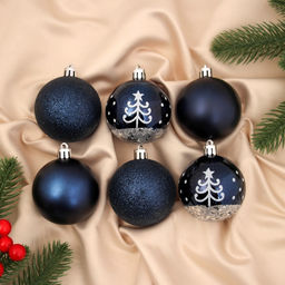 Ёлочные игрушки Перелив, ёлочка, шары новогодние, набор d=6 см, 6 шт., синий