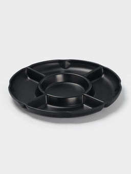 Менажница «Чёрный Восток», 5 секций, пластик, 25×2.5 см, диаметр центра 11 см, чёрная