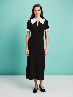 Вязаное платье миди с вискозой в составе / Zarina фото 5