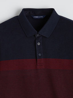 Polo Yaka Renk Bloklu Erkek Sweatshirt