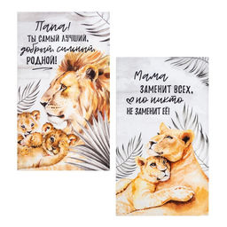 Набор кухонных полотенец Этель Семейство кошачьих 40х73см - 2 шт, 100% хлопок, вафля 160 г/м2  фото 2