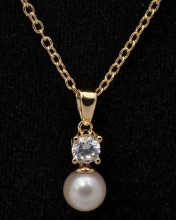 Pearls Melody Кулон с жемчужиной и кубическим цирконом, желтая позолота
