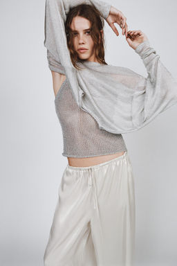 METALLIC THREAD BATWING SLEEVE TOP - Zara фото 8