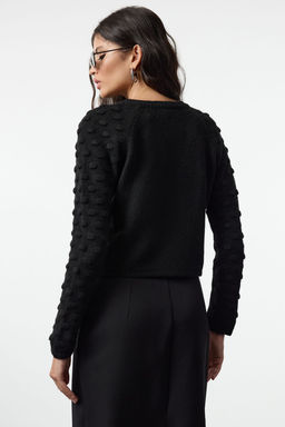 TRENDYOLMILLA Siyah Crop Yumusak Dokulu Kurdele Detayl? Triko H?rka TWOAW25HI00182  фото 5