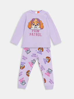 Bisiklet Yaka Paw Patrol Bask?l? K?z Bebek Pijama Tak?m