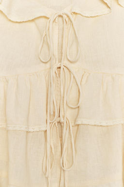 RUFFLED LACE LINEN BLEND TOP - Zara фото 8