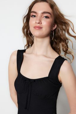 Siyah*001 Kare Yaka Volanl? A-Line Mini Orme Mini Elbise TWOSS23EL00348 - Trendyolmilla фото 13