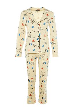 Trendyolmilla Cok Renkli %100 Pamuklu Desenli Orme Pijama Tak?m? THMAW21PT0084