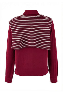 Koyu Bordo Yakas? Baglamal? Oversiz/Genis Kal?p Gomlek TWOSS26GO00015 - Trendyolmilla фото 3