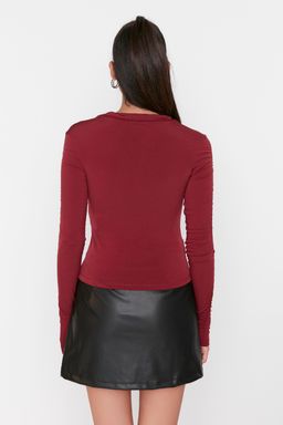 Trendyolmilla Zumrut Yesili Slim Buzgulu Polo Yaka Esnek Orme Bluz TWOAW23BZ00249