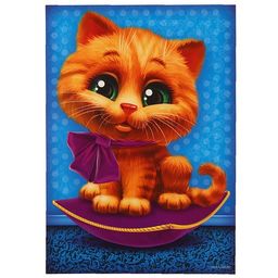 Набор для творчества. Аппликация перьями и стразами Котик 14,8 х 21 см + бантик - Школа талантов фото 3