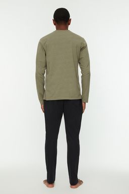 TRENDYOL MAN Haki Regular Fit Bask?l? Pijama Tak?m? TMNAW22PT0757 - Trendyolmilla фото 6