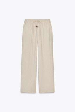 WIDE-LEG TROUSERS WITH ELASTIC WAISTBAND - Zara фото 17