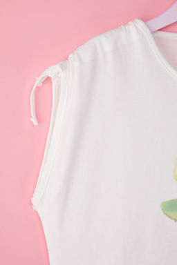 Mint K?z Cocuk %100 Pamuk Bask?l? Regular/Normal Kal?p Ay Kol Orme T-Shirt TKDSS25TS00059 - Trendyolmilla фото 4