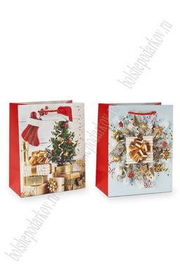 Пакет Новогодний 18*23*10 см (12 шт) SF-7568, микс №2 - Больше подарков фото 2