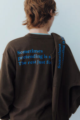CONTRAST SLOGAN PRINT T-SHIRT - Zara фото 5