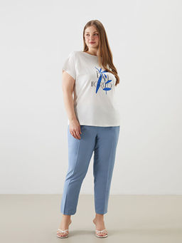 Bisiklet Yaka Bask?l? Kad?n Ti??rt