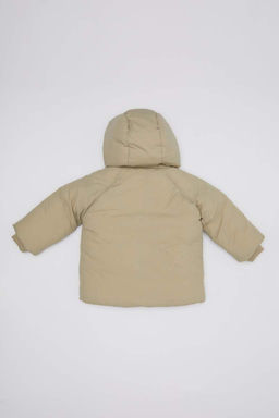 Водоотталкивающее пальто с капюшоном и мягкой пушистой изнанкой для маленьких девочек - Defacto фото 5