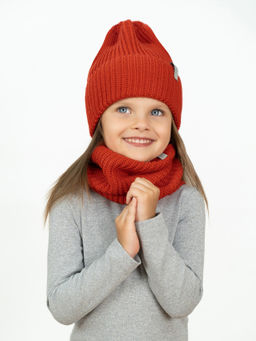 Комплект вязаный красный Ш-118 (56-58)