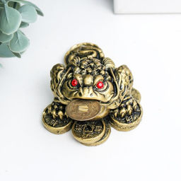 Нэцкэ фигурка «Жаба на монетах», под бронзу, 4×7×5.5 см