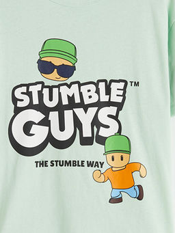 Bisiklet Yaka Stumble Guys Bask?l? Erkek ?ocuk Ti??rt