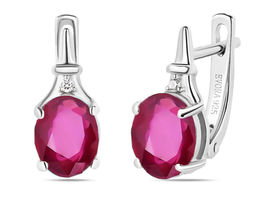 Серьги, 2 рубин корунд овал 7х9 мм/4.46 ct., Оливия