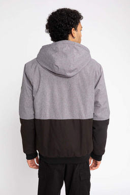 Водоотталкивающее пальто приталенного кроя с капюшоном на флисовой подкладке из искусственного меха - Defacto фото 8