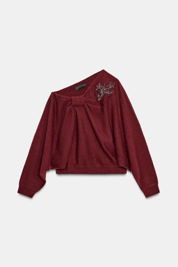 ASYMMETRIC RHINESTONE KNIT JUMPER - Zara фото 3