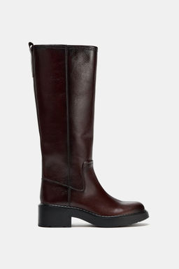 DISTRESSED-EFFECT LEATHER ANKLE BOOTS - Zara фото 2
