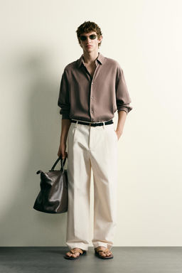 CAMISA FLUIDA RELAXED FIT / Gris topo