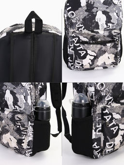 Рюкзак школьный на молнии, с карманами, с принтом, размер 30?13?42 см, голубой/серый